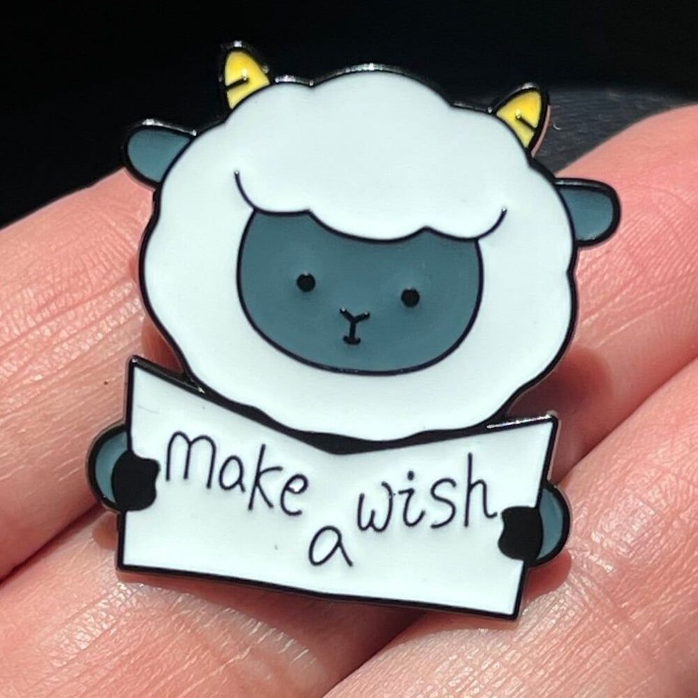Make a Wish Book Kawaii Fluffy Lamb Enamel Pin
